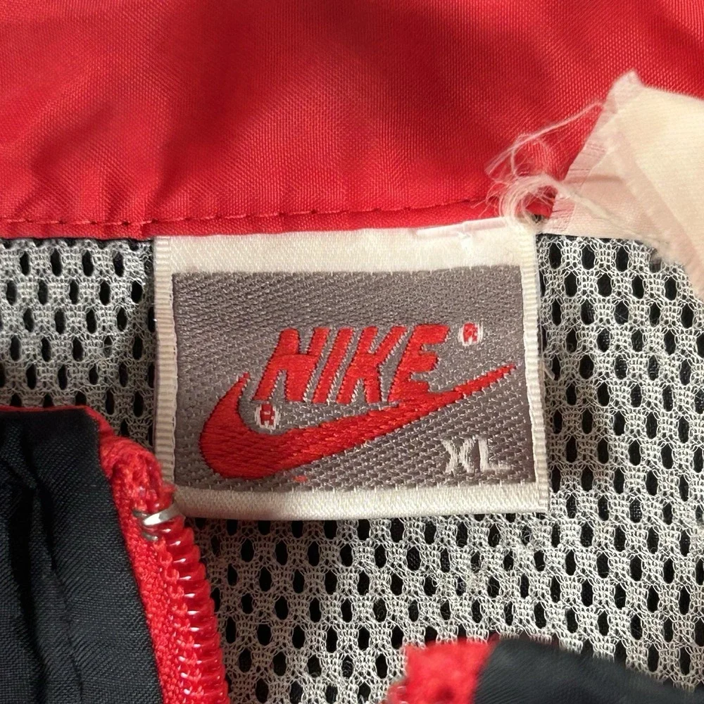 Vintage 80s Nike Windbreaker Jacket XL BRED Colorblock V-Panel Half Zip Retro
